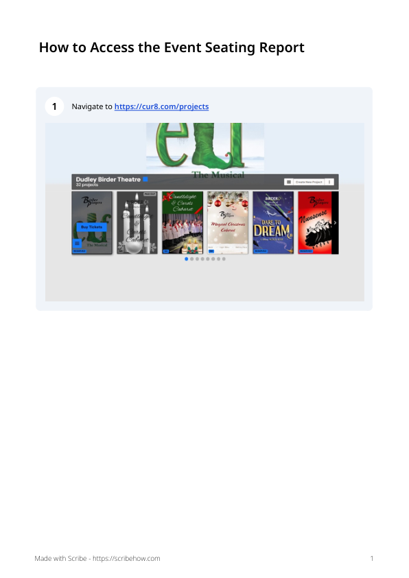 Cur8 Projects screen
